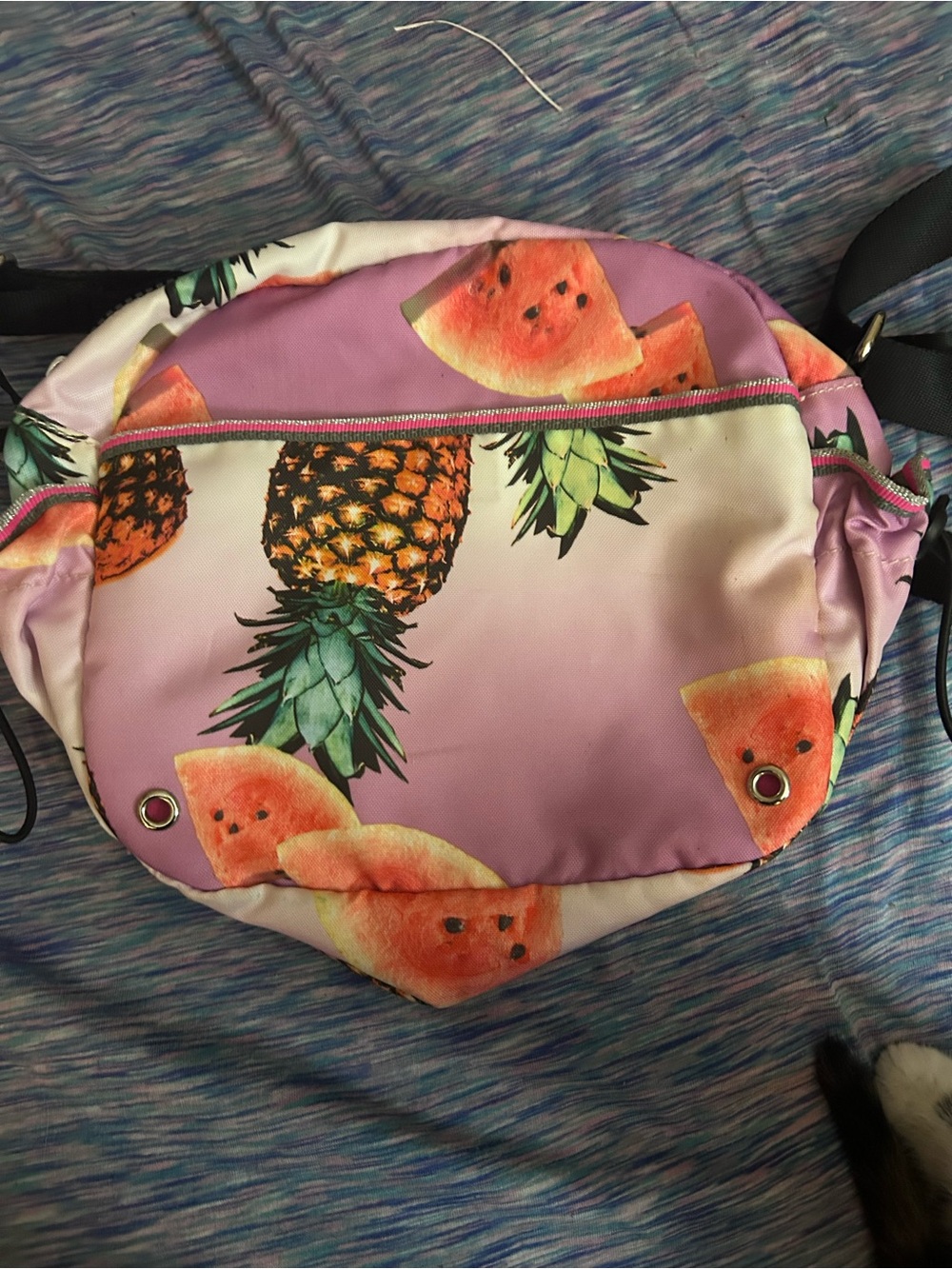 Juicy Couture Pink Tropical Fruit Print Crossbody Bag